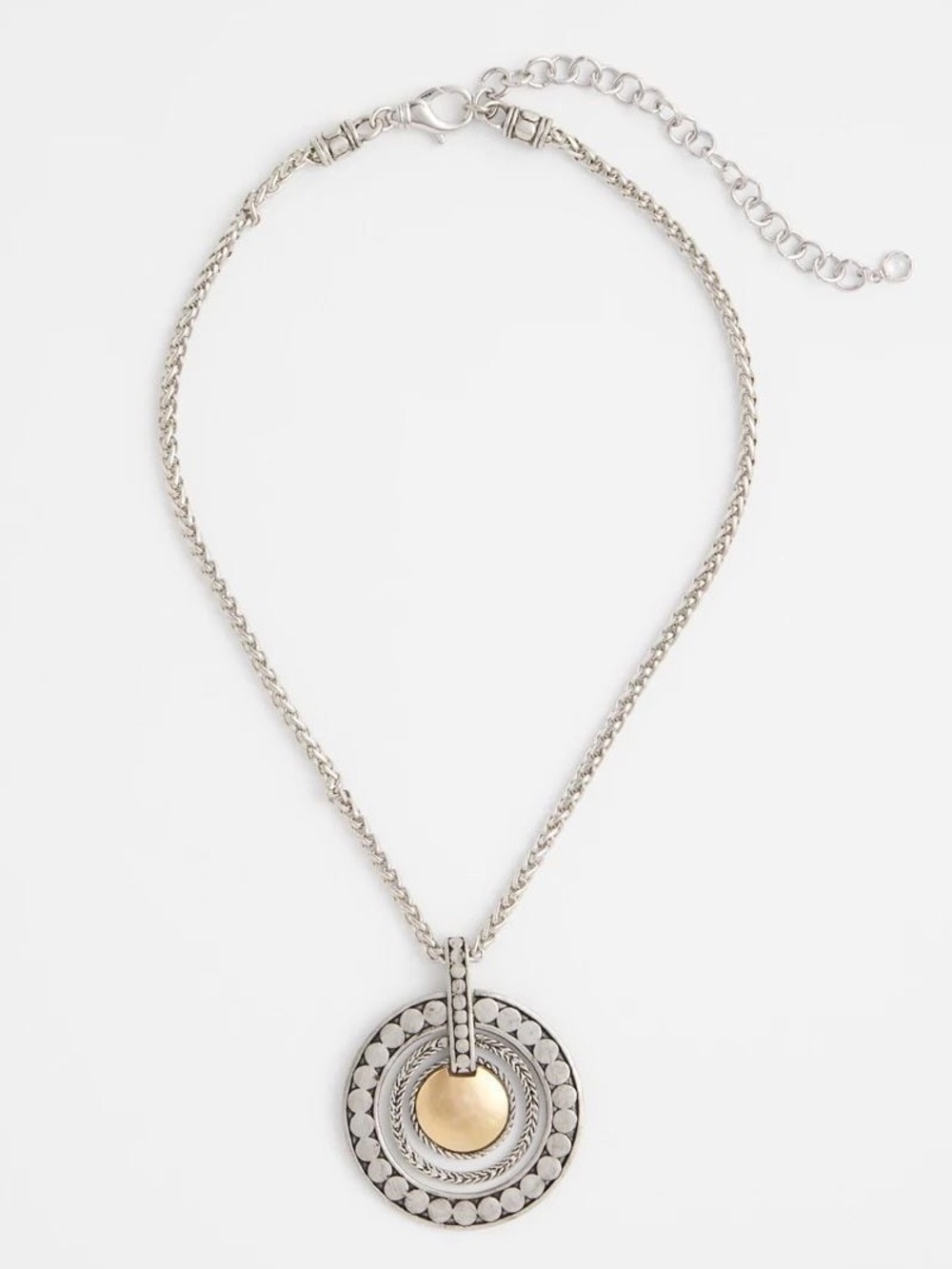 Chico’s Mixed Metal Circle Pendant Necklace Silver/Gold